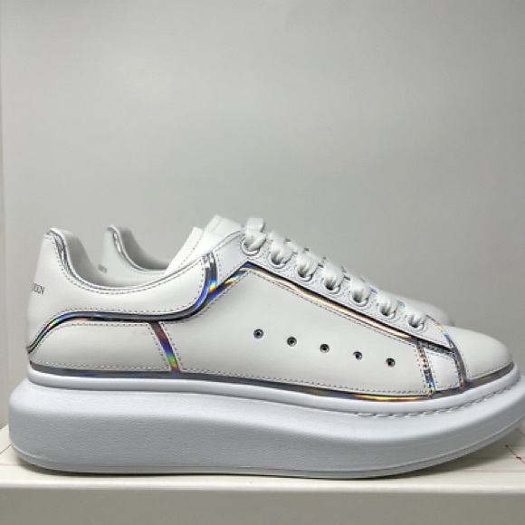 Alexander McQueen White Sneakers with Holographic Trim